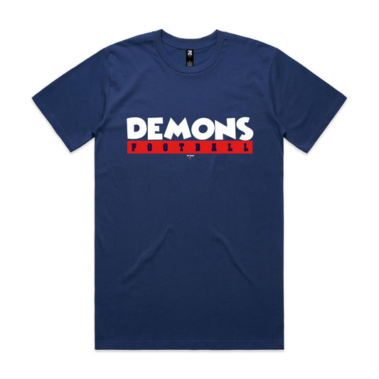 Demons Football White on Blue - Classic Tee