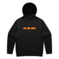 Joe the Goose Apparel black cotton blend relaxed fit hoodie with orange graphic logo on chest.