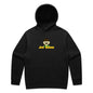 Joe the Goose Apparel black cotton blend relaxed fit hoodie with kangaroo pocket and cartoon logo.