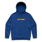 Joe the Goose Apparel blue cotton blend pullover hoodie with kangaroo pocket and logo