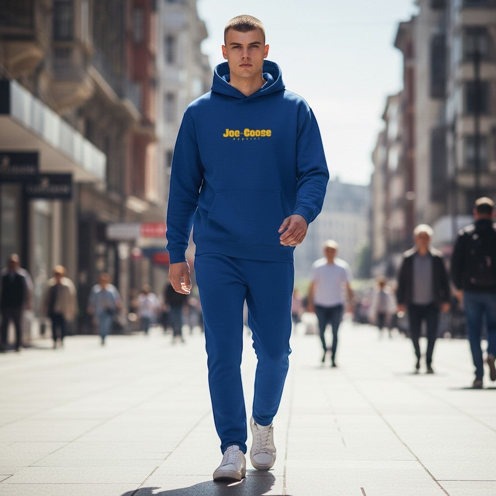 Joe the Goose Apparel blue cotton polyester fleece hoodie and joggers set with yellow logo