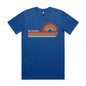 Joe the Goose Apparel blue 100% combed cotton t-shirt with retro wave graphic and text "Joe the Goose".
