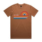 Joe the Goose Apparel brown 100% combed cotton classic fit tee with retro wave graphic and logo.