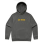Joe the Goose Apparel charcoal grey cotton blend relaxed fit hooded sweatshirt with kangaroo pocket.