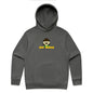 Joe the Goose Apparel charcoal grey cotton blend relaxed fit hoodie with kangaroo pocket and embroidered logo.