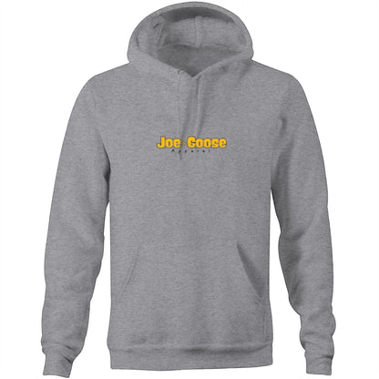 Joe the Goose Apparel grey unisex pullover hoodie with kangaroo pocket and logo on chest.