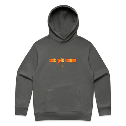 Joe the Goose Apparel Stained Glass Goose Relax Hood in charcoal grey, made from cotton and recycled polyester fleece.