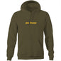 Joe the Goose Apparel olive green unisex pocket hoodie made of 80% cotton and 20% polyester fleece.