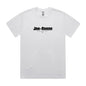 Joe the Goose Apparel heavy cotton t-shirt in white with black logo and small goose graphic.