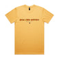 Joe the Goose Apparel classic fit yellow 100% combed cotton t-shirt with circular logo graphic.