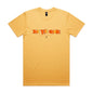 Joe the Goose Apparel yellow cotton t-shirt with orange and yellow graphic logo on chest.